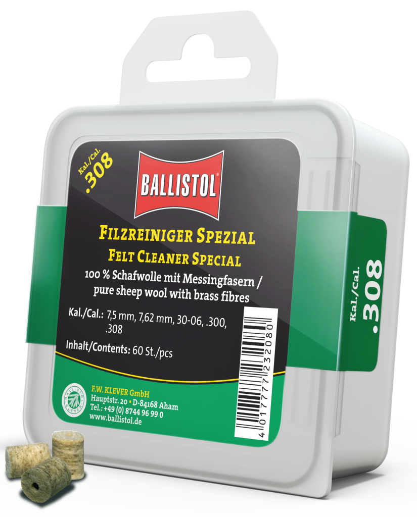 Ballistol Filzreiniger Spezial, Kal. .308, 60 Stk. (für Kal. 7.5mm, 7.62mm, 30-06, .300, .308)